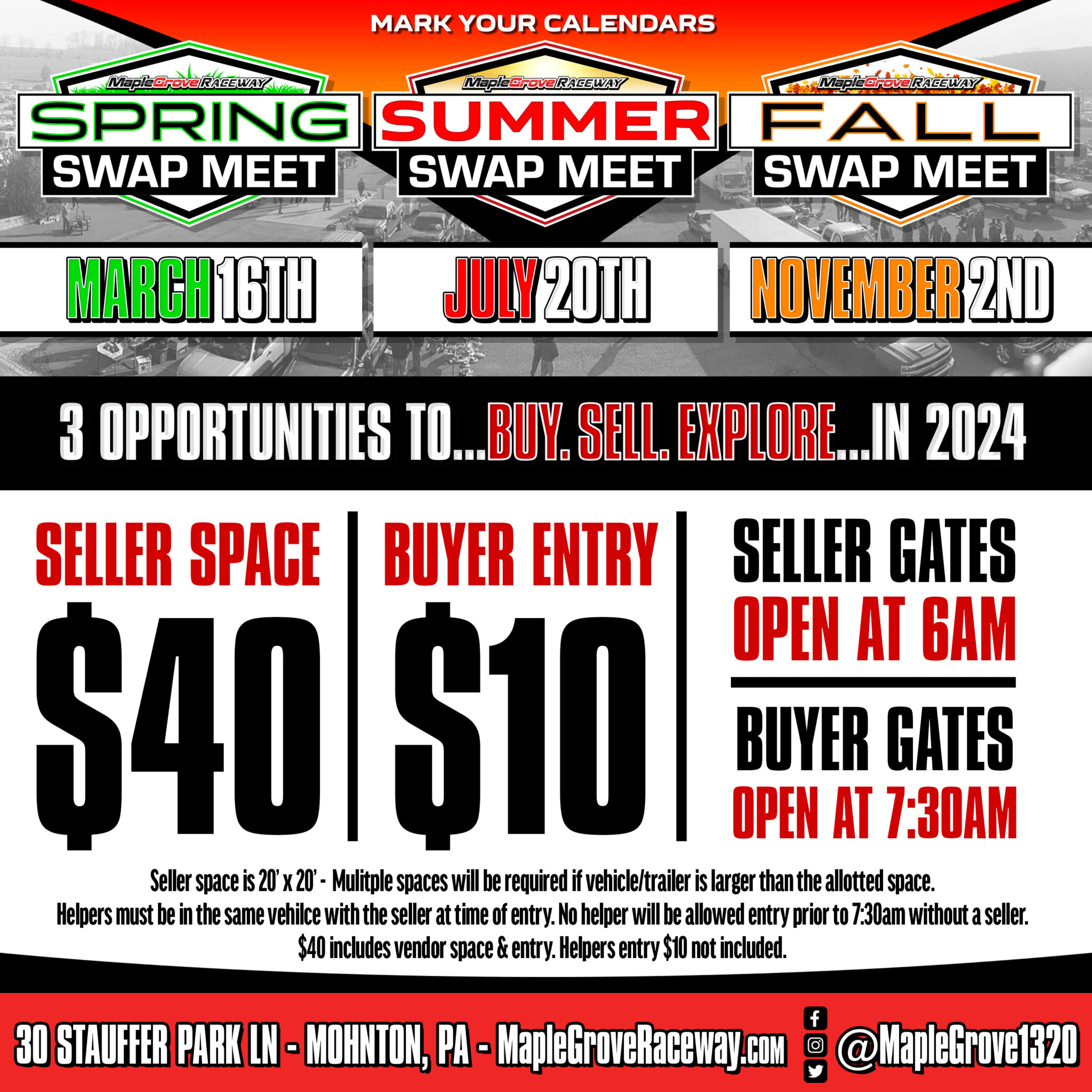 NEW YEAR; NEW CHANGES The 2024 Swap Meets Maple Grove Raceway